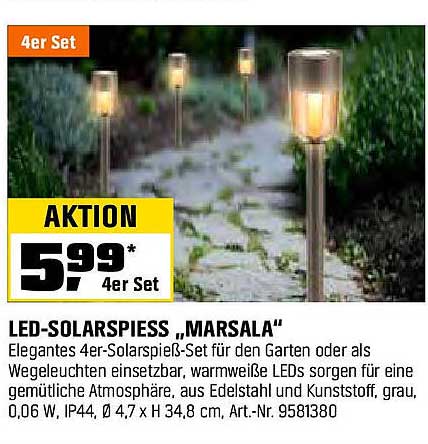 LED-Solarspieß „Marsala“ 4er Set