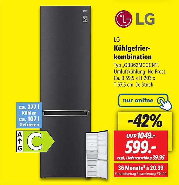 LG Kühlgefrierkombination Typ „GBB62MCGCN1“ - jetzt online verfügbar!