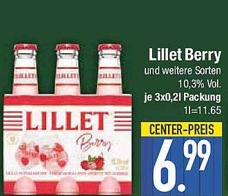 Lillet Berry und weitere Sorten 10,3% Vol. je 3x0,2l Packung