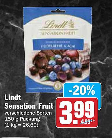 Lindt Sensation Fruit 150 g Packung - verschiedene Sorten