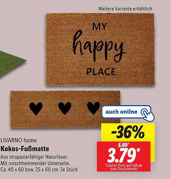 LIVARNO home Kokos-Fußmatte – MY HAPPY PLACE
