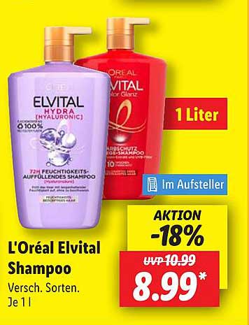 L'Oréal Elvital Shampoo - Verschw. Sorten. Je 1 L