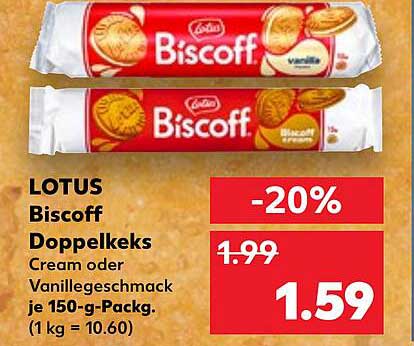 LOTUS Biscoff Doppelkeks Cream oder Vanillegeschmack je 150-g-Pack.