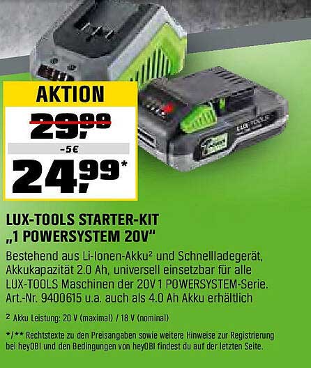 LUX-TOOLS Starter-Kit "1 Powersystem 20V"