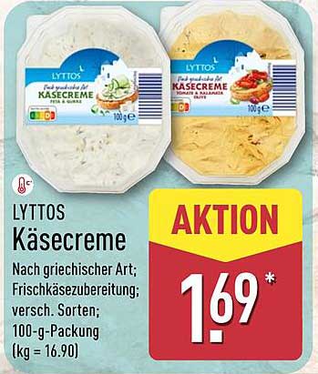LYTTOS Käsecreme nach griechischer Art – Frischkäse aus dem Aldi Nord-Prospekt