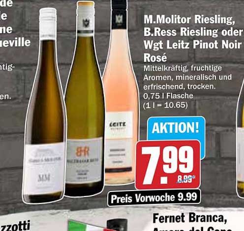 M. Molitor Riesling, B. Ress Riesling oder WGT Leitz Pinot Noir Rosé