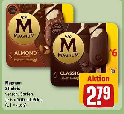 Magnum Stieleis – verschiedene Sorten, 6 x 100 ml