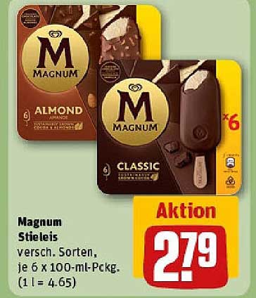 Magnum Stieleis - verschiedene Sorten, je 6 x 100-ml-Pckg.