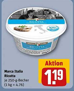 Marca Italia Ricotta je 250-g-Becher (1 kg = 4,76)