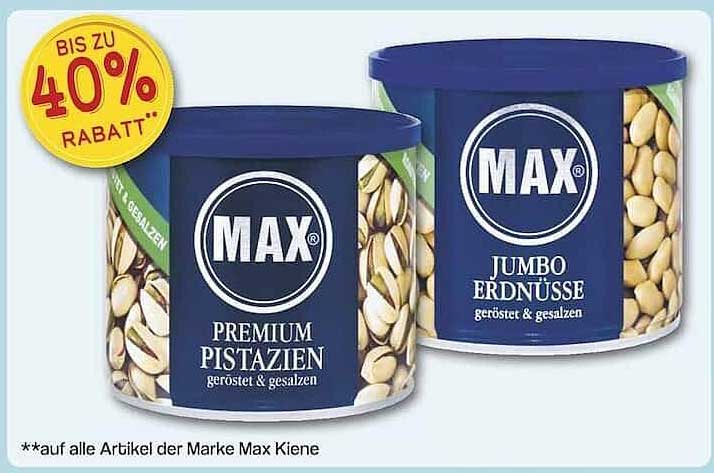 MAX Premium Pistazien und Jumbo Erdnüsse - Bis zu 40% Rabatt!