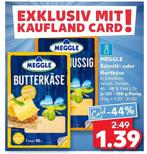 MEGGLE Schnitt- oder Hartkäse in Scheiben, 125-150 g