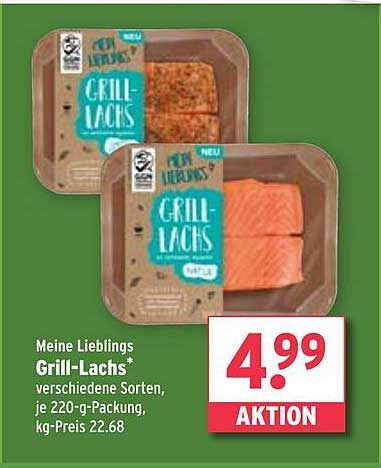 Meine Lieblings Grill-Lachs* verschiedene Sorten, je 220-g-Packung