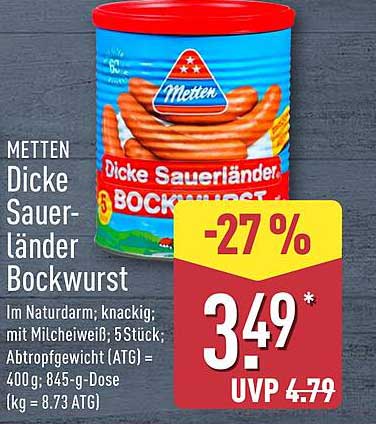 METTEN Dicke Sauerländer Bockwurst 5 Stück