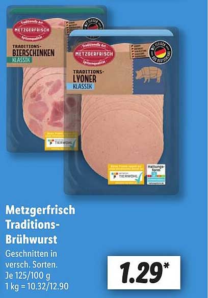 Metzgerfrisch Traditions-Brühwurst - Bierschinken und Lyoner