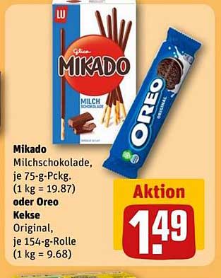 Mikado Milchschokolade oder Oreo Kekse zum Aktionspreis