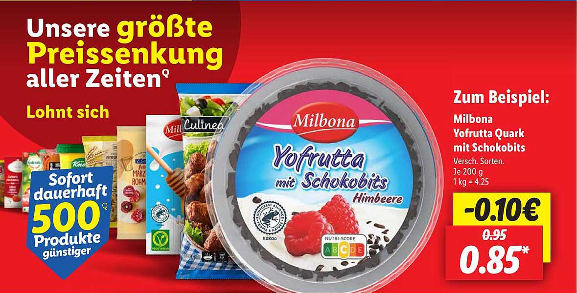 Milbona Yofrutta Quark mit Schokobits 200g