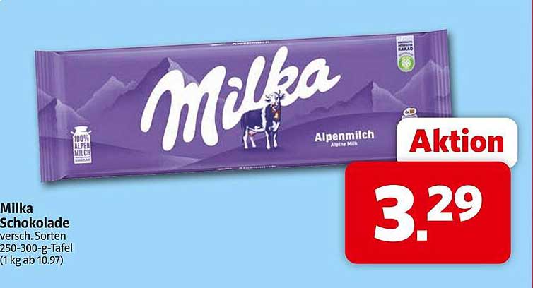Milka Alpenmilch Schokolade 250-300 g – Aktion