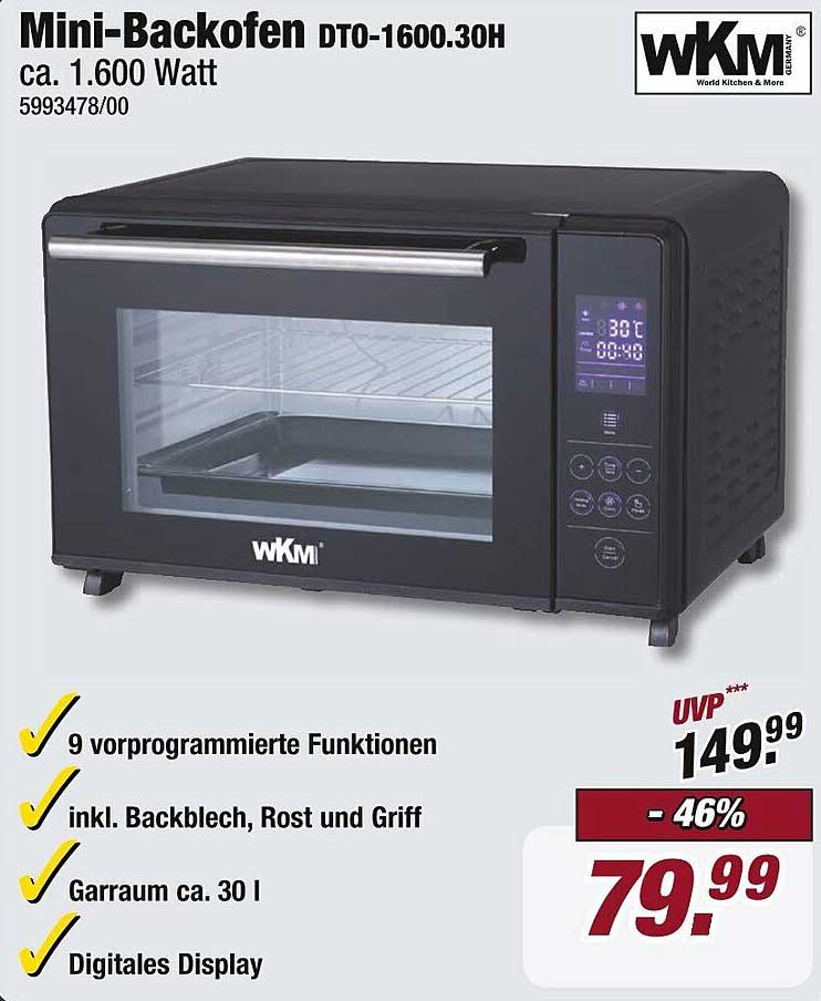 Mini-Backofen DTO-1600.30H ca. 1.600 Watt