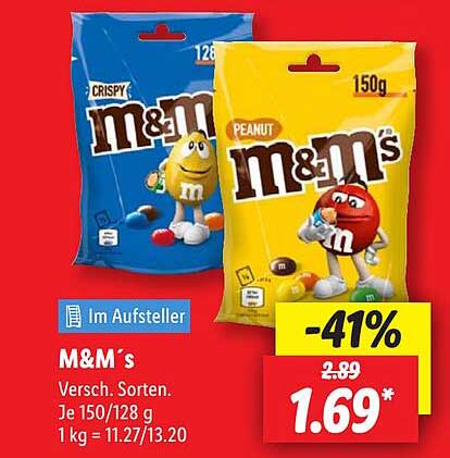 M&M's - Verschiedene Sorten, Crispy und Peanut
