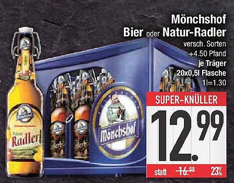 Mönchshof Bier oder Natur-Radler