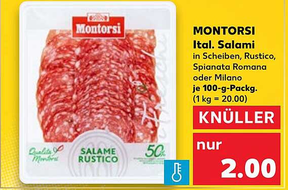 MONTORSI Ital. Salami in Scheiben, Rustico, Spianata Romana oder Milano je 100-g-Pack.