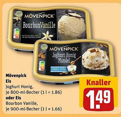 Mövenpick Eis - Joghurt Honig oder Bourbon Vanille zum Knallerpreis