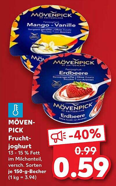 MÖVENPICK Fruchtjoghurt 150 g, Mango-Vanille und Erdbeere