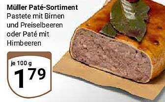 Müller Paté-Sortiment - Pastete mit Birnen und Preiselbeeren oder Paté mit Himbeeren