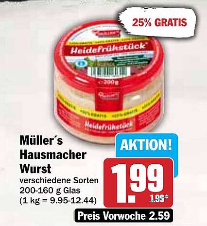 Müller’s Hausmacher Wurst - verschiedene Sorten 200-160 g Glas