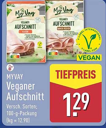 MYVAY Veganer Aufschnitt - Verschiedene Sorten, 100-g-Packung