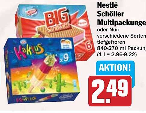 Nestlé Schöller Multipackung oder Nuii verschiedene Sorten tiefgefroren 840-270 ml Packung