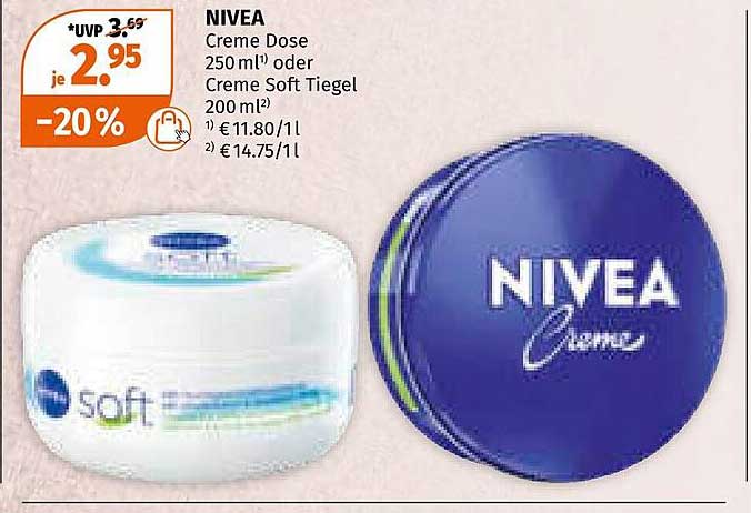 NIVEA Creme Dose 250 ml oder Creme Soft Tiegel 200 ml