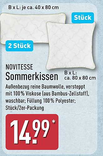 NOVITESSE Sommerkissen 2er-Pack (80 x 80 cm)
