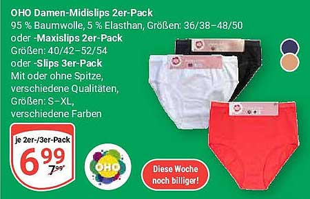 OHO Damen-Midislips 2er-Pack