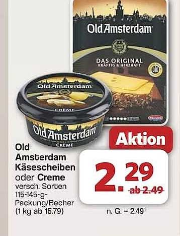 Old Amsterdam Käse: Käsescheiben oder Creme – Aktion bei Famila Nord Ost