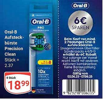Oral-B Aufsteckbürste Precision Clean 8 Stück