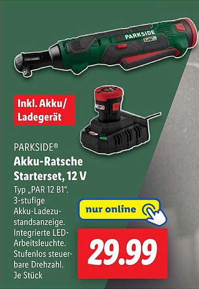 PARKSIDE® Akku-Ratsche Starterset, 12 V