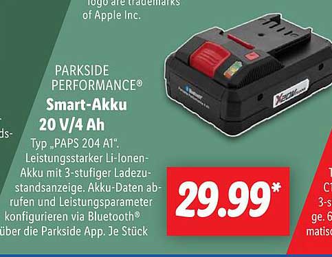 PARKSIDE PERFORMANCE® Smart-Akku 20 V/4 Ah