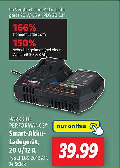 PARKSIDE PERFORMANCE® Smart-Akku-Ladegerät, 20 V/12 A