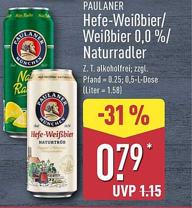 PAULANER Hefe-Weißbier/Weißbier 0,0 %/Naturradler
