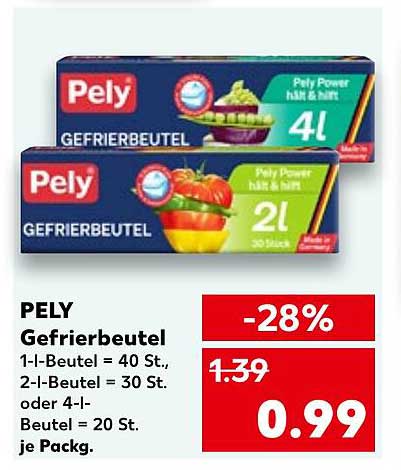 PELY Gefrierbeutel - 28% Rabatt auf die Packung