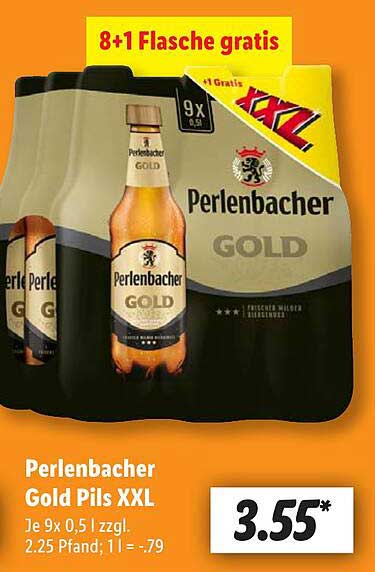 Perlenbacher Gold Pils XXL - 9 x 0,5 l