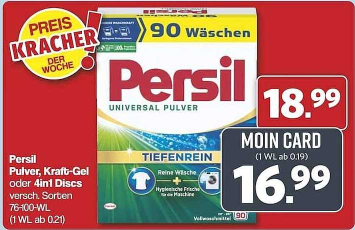 Persil Pulver, Kraft-Gel oder 4in1 Discs - 90 Wäschen