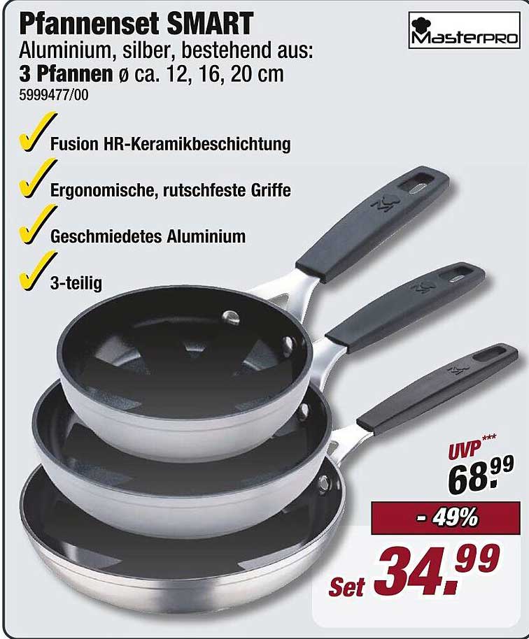 Pfannenset SMART - 3-teilig aus Aluminium mit Fusion HR-Keramikbeschichtung