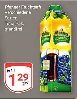 Pfanner Fruchtsaft - Verschiedene Sorten, Tetra Pak, pfandfrei