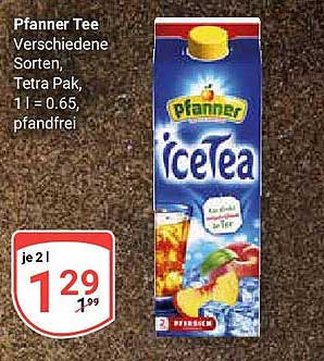 Pfanner Tee Verschiedene Sorten, Tetra Pak, 1 l = 0,65, pfandfrei
