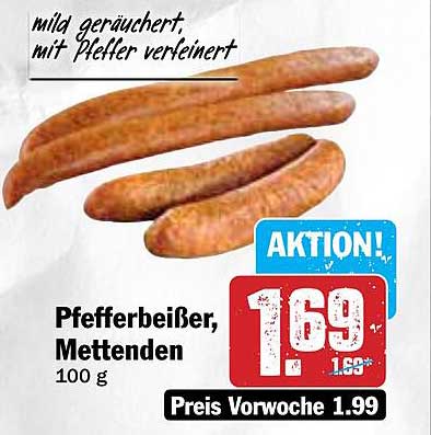 Pfefferbeißer, Mettenden - mild geräuchert, mit Pfeffer verfeinert