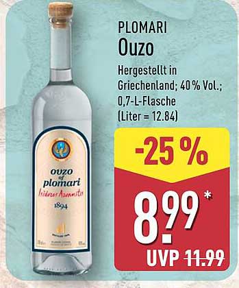 Plomari Ouzo 0,7 L - 25 % Rabatt