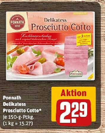 Ponnath Delikatess Prosciutto Cotto je 150-g-Pckg.