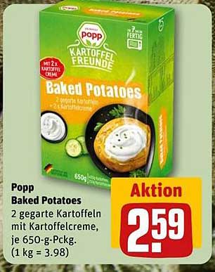 Popp Baked Potatoes - 2 gegarte Kartoffeln mit Kartoffelcreme